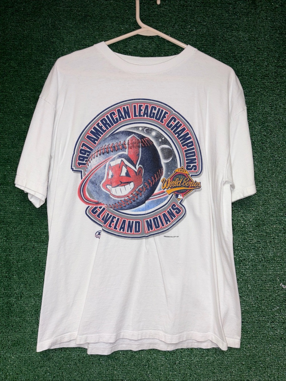 vintage 90s Cleveland Indians 1997 World Series Starter Shirt L Starter tag MLB